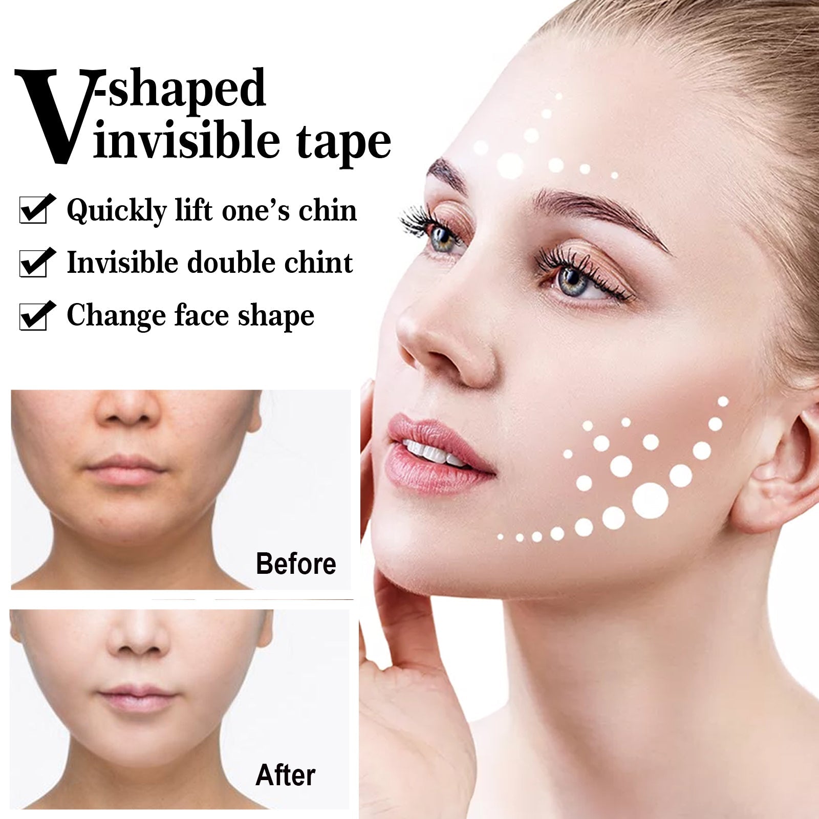Three detailed problem-solution comparisons: double chin tightening, square face shaping, facial edema reduction