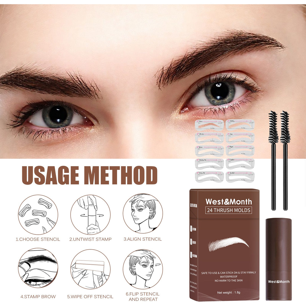Eyebrow Powder Stencil Kit for Fast, Defined Brows