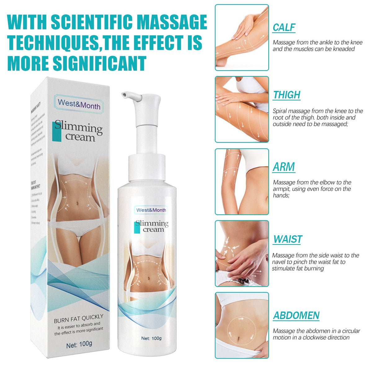 Toning Cream for Belly & Thighs - Firming Massage Gel