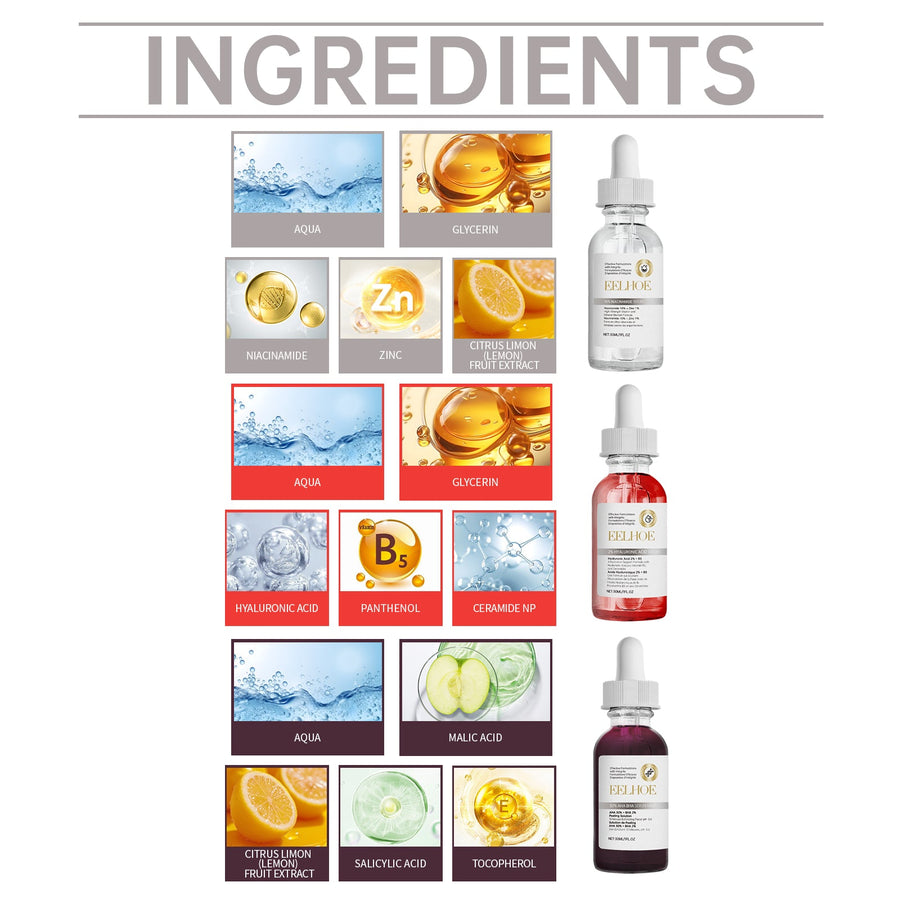 Acne Facial Serum Set for Brighter, Hydrated Skin