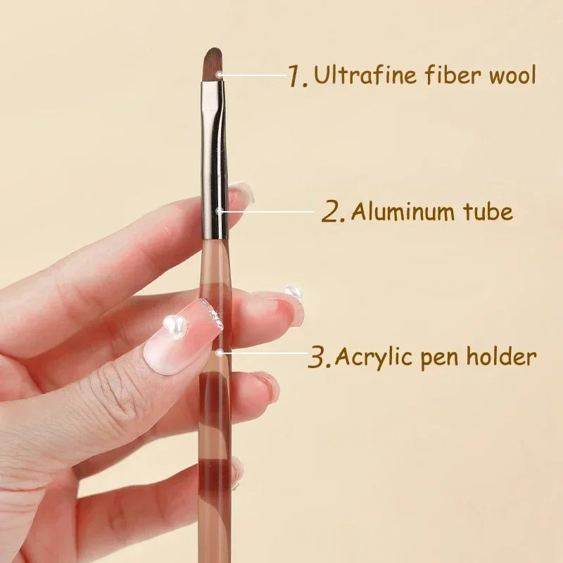 9-Pc Nail Art Brush Set for UV Gel — Liner, Flat, Round