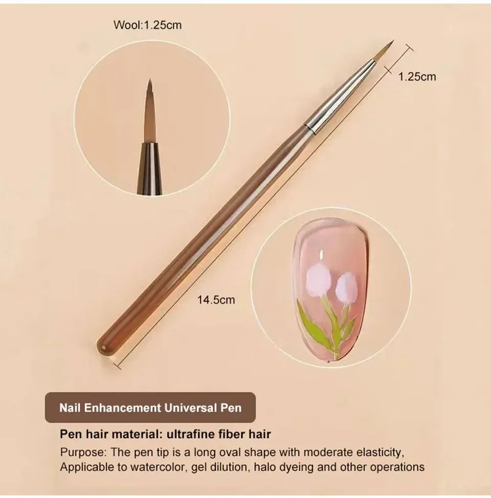 9-Pc Nail Art Brush Set for UV Gel — Liner, Flat, Round