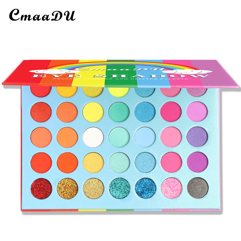 35-Color Rainbow Eyeshadow Palette With Matte Glitter