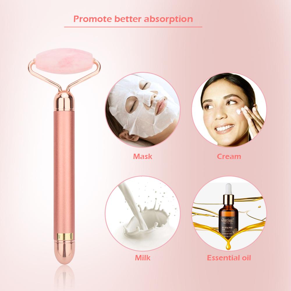 Vibrating Jade & Rose Quartz Roller — Pro Anti-Aging Facial
