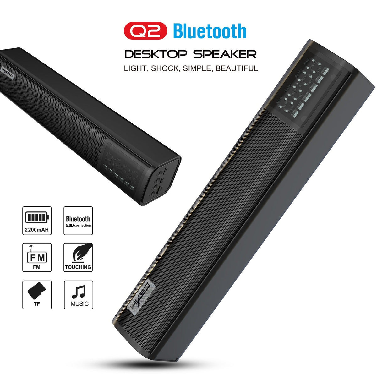 Bluetooth Speaker with Clock — 10W Stereo Sound & TWS Pairing