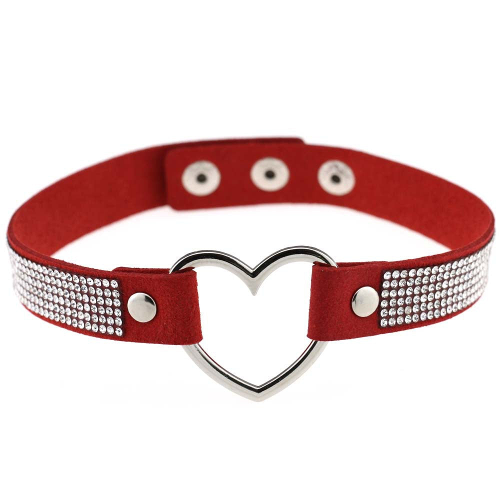 Rhinestone Heart Choker — Statement Harajuku Collar in 10