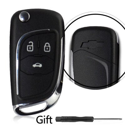 Car Key Shell Replacement Kit — Flip Remote for Chevy