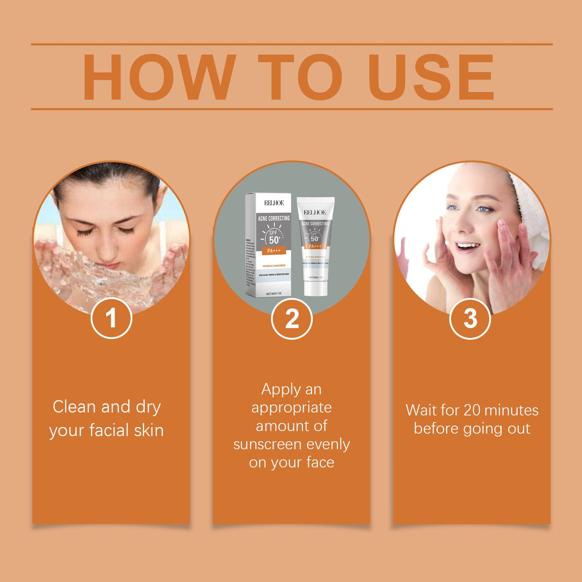 EELHOE Physical Sunscreen, Hydrating Sunblock Facial Skin Ca
