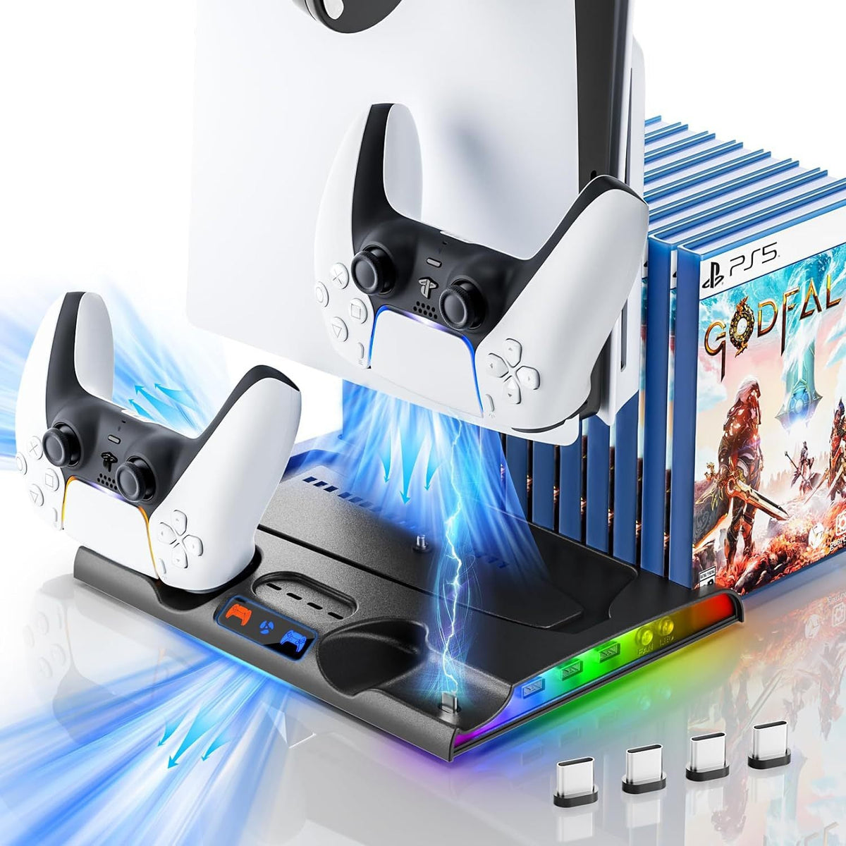 PS5 Slim Charging Dock with Cooling Fan & RGB Lighting
