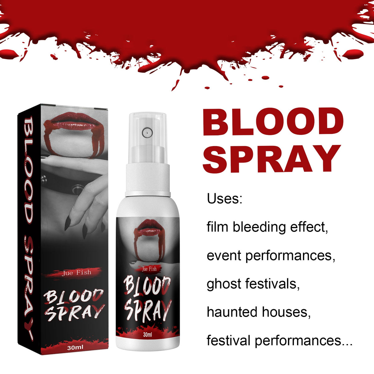 Fake Blood Spray — Instant Splatter for Halloween & Vampire