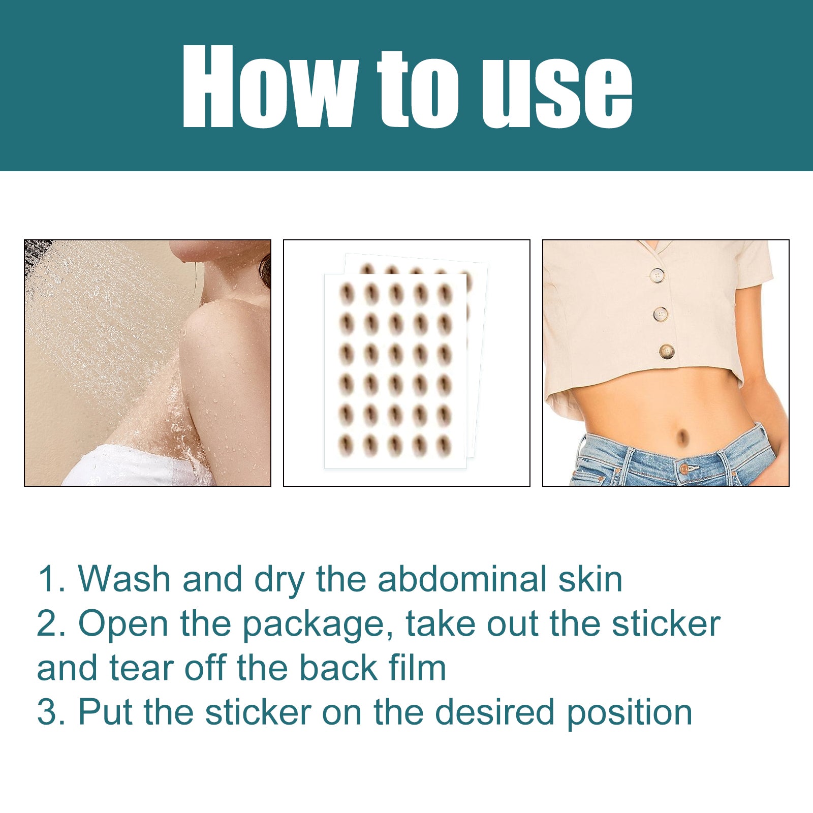 Close-up of packaging showing the actual adhesive patches laid out with natural skin tone color