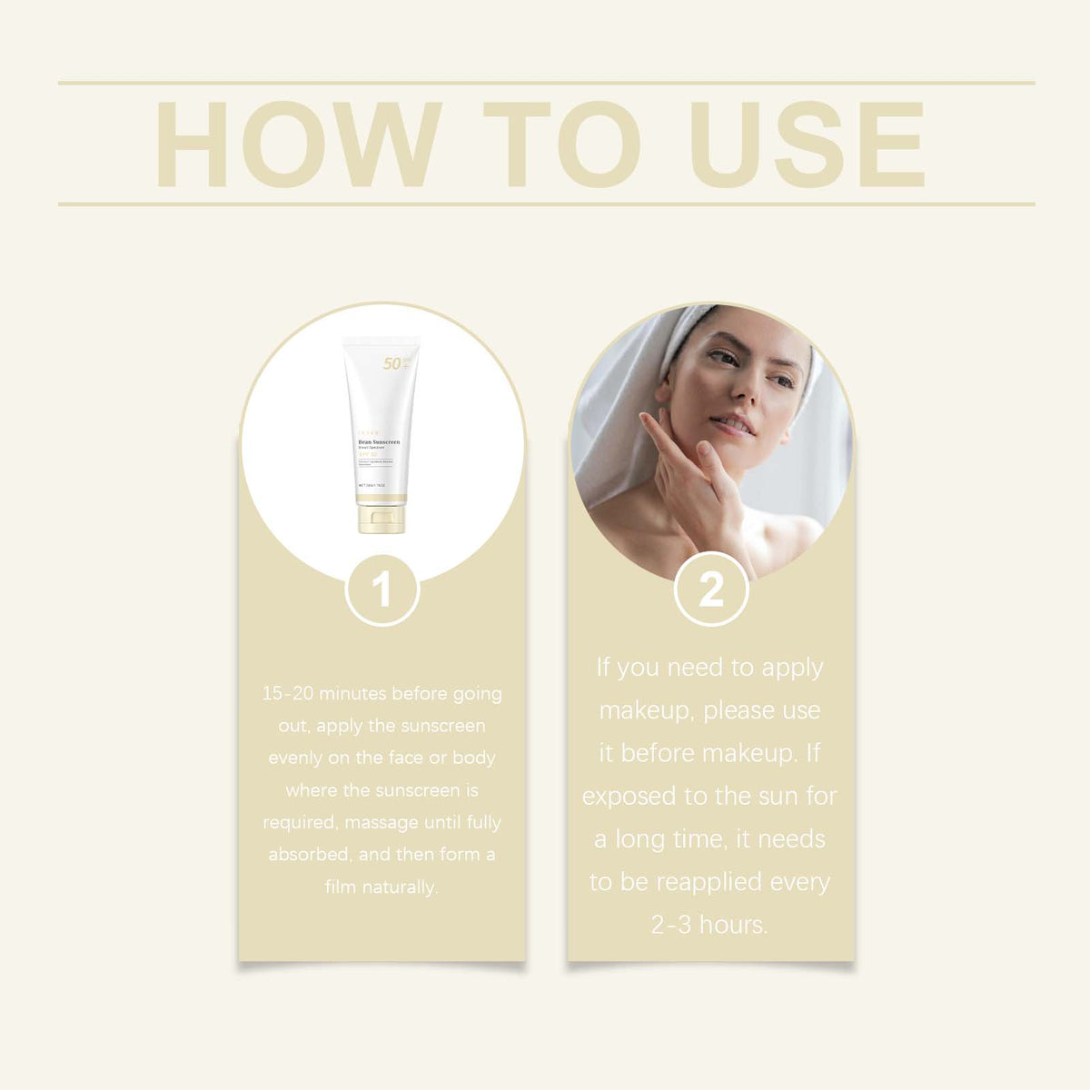 OUHOE SPF 50+ Sunscreen Cream, No White Cast Formula