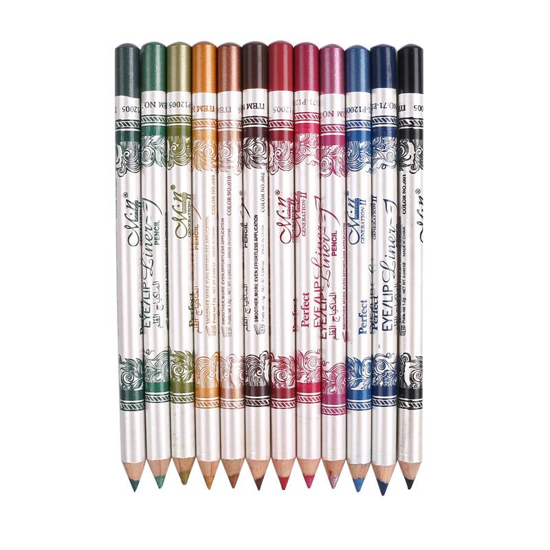 12-Color Waterproof Eye & Lip Liner Pencil Makeup Set