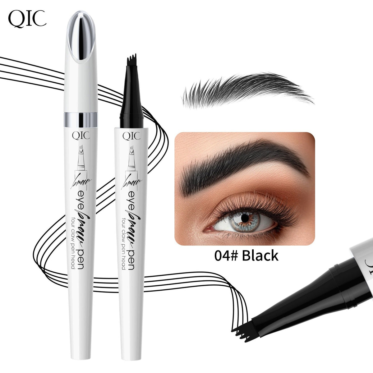 Forked Eyebrow Pencil for Natural Hair-Like Strokes
