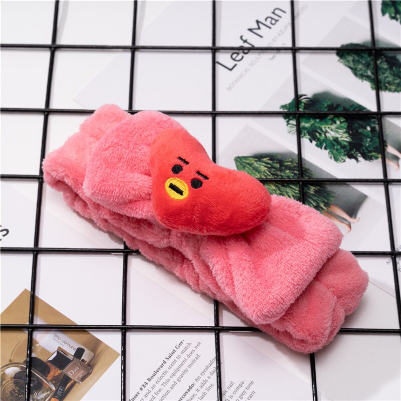 Plush Cartoon Headband – BT21‑Style Spa Hairband for K‑pop