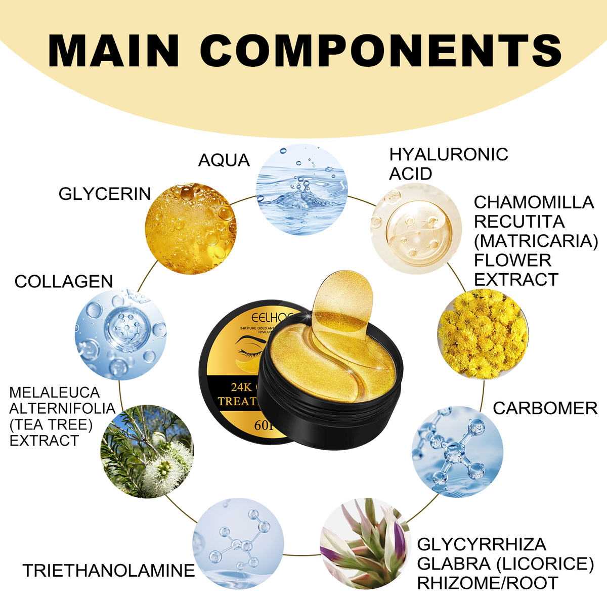24K Gold Eye Mask Patches for Dark Circles & Puffiness