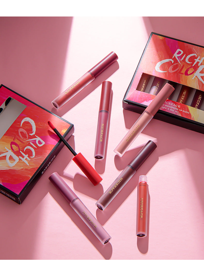 Velvet Matte Lip Glaze Set – Six Waterproof Shades