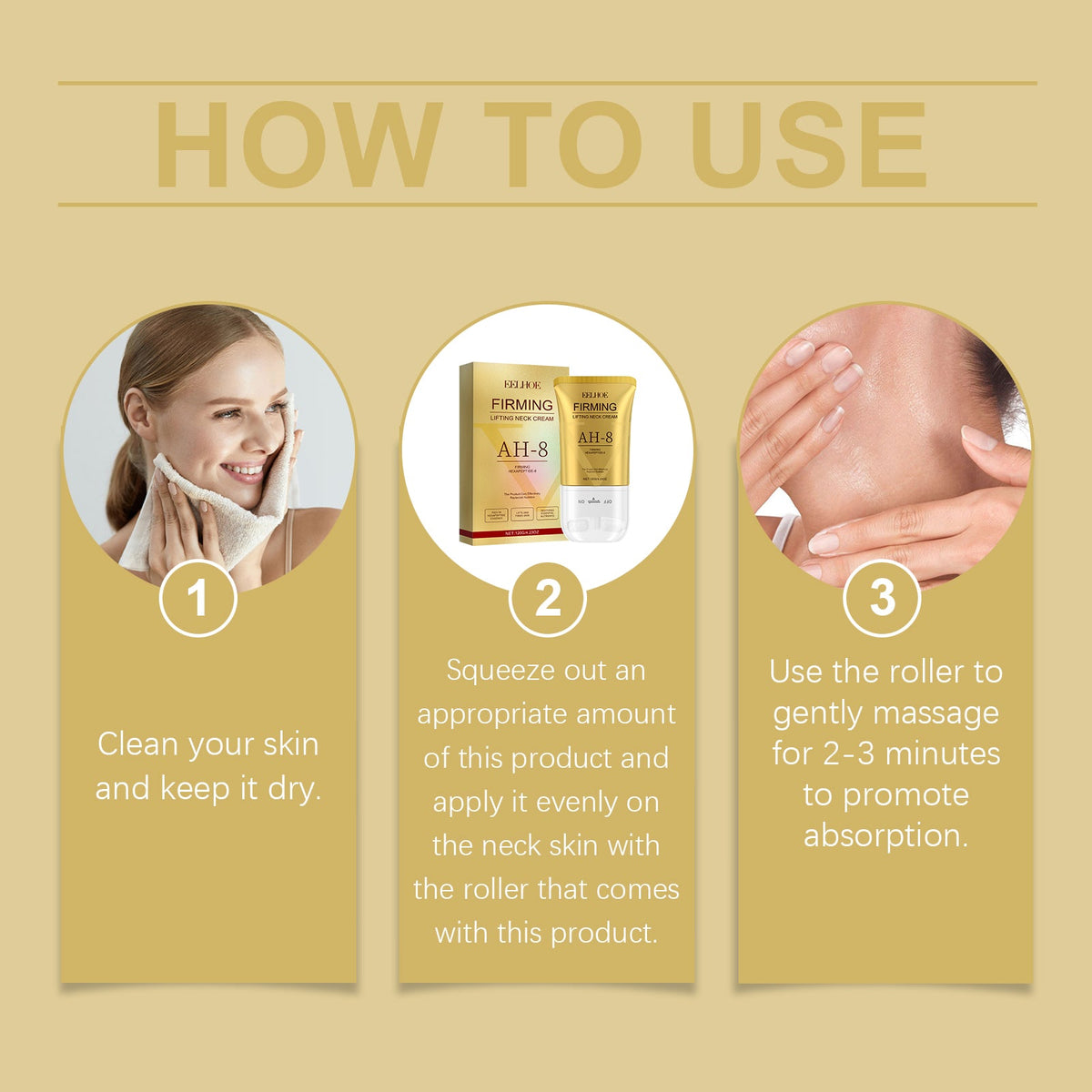 Neck Firming Cream With Hexapeptide-8 Roller Applicator