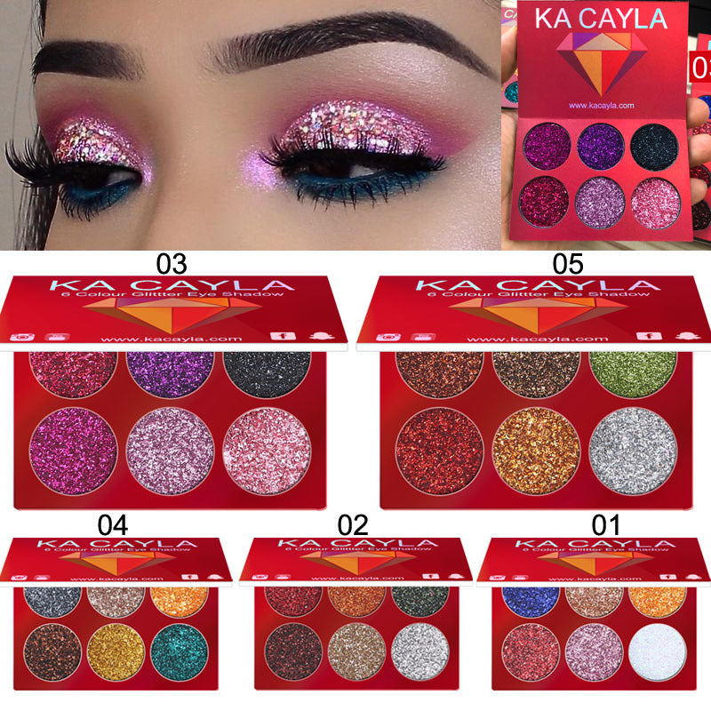 6-Color Glitter Eyeshadow Palette for Dramatic Eye Looks