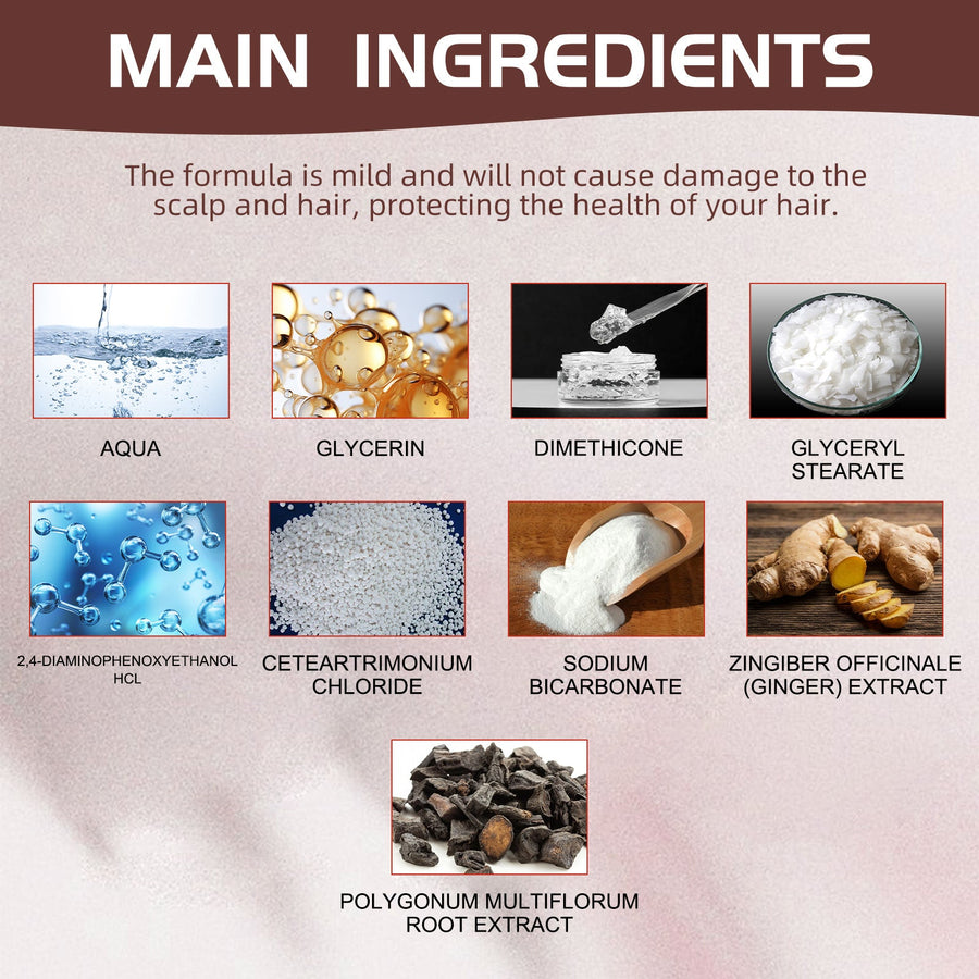Polygonum Hair Dye Comb for Glossy Black Gray Coverage