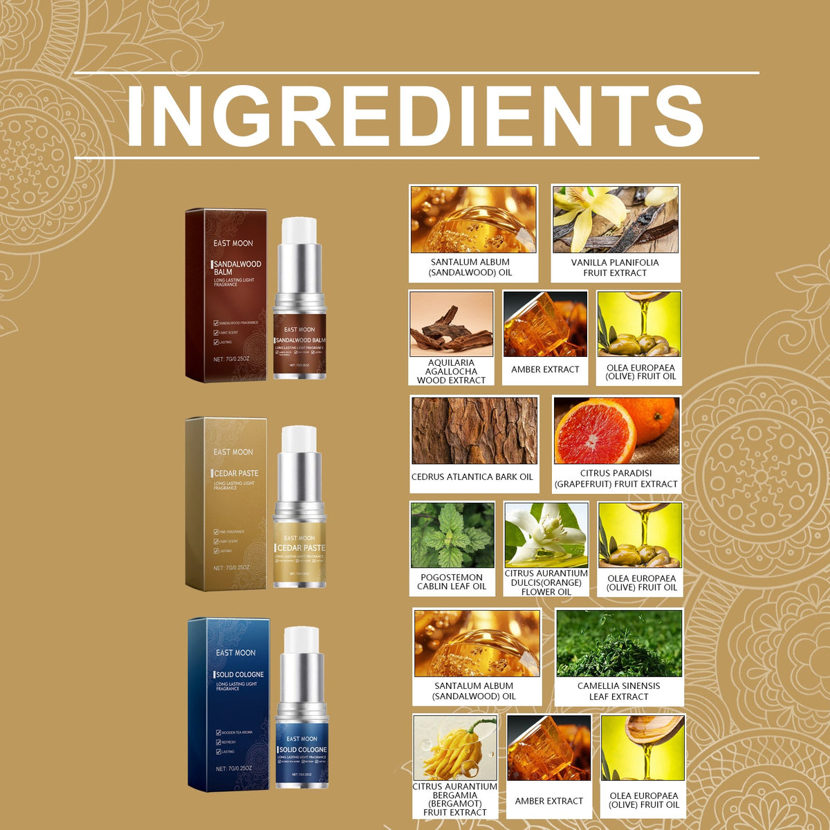 Men's Fragrance Balm Stick – Light Sandalwood Scent