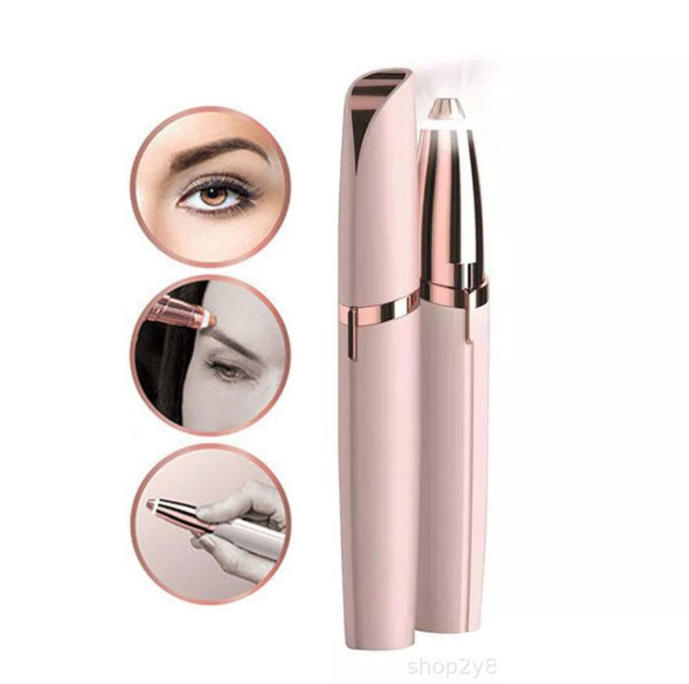 Electric Eyebrow Trimmer — Painless 360° Precision with LED