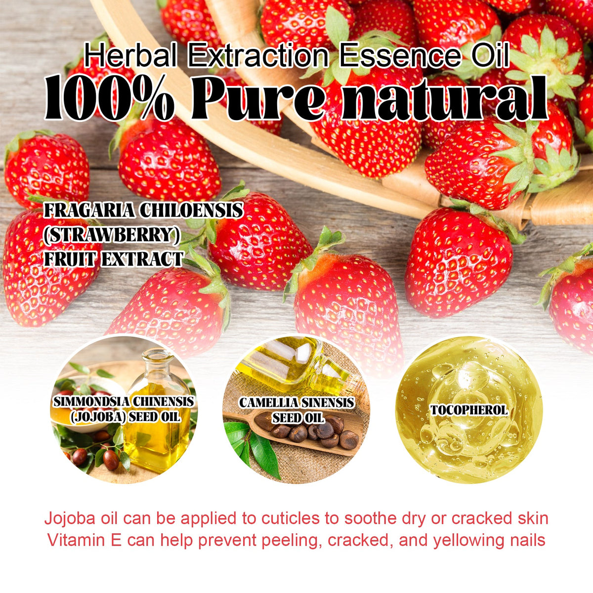 Strawberry Cuticle Oil for Cracking, Brittle Nails
