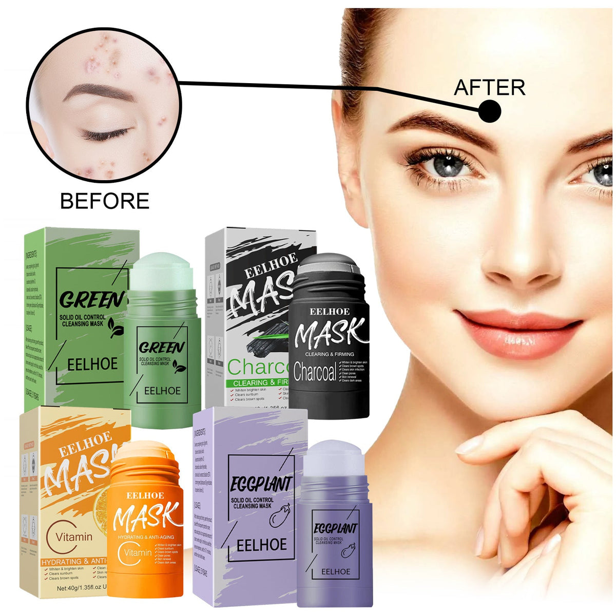 Solid Mud Mask Stick Trio for Oil Control & Glow
