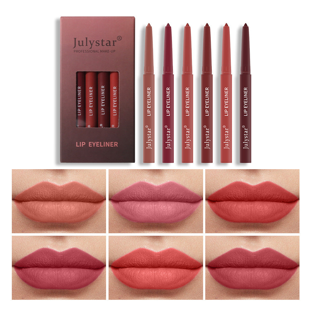 Six-Piece Lip Liner Set for Precise Matte Definition