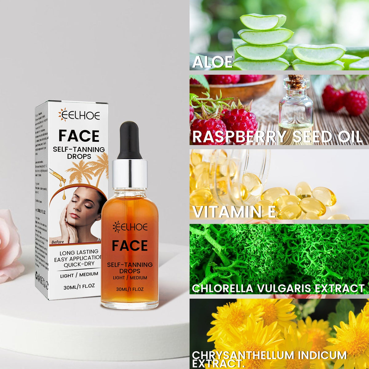 Face Self-Tanning Drops for Natural Streak-Free Golden Glow