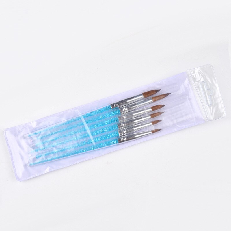 6-Piece Kolinsky Acrylic Nail Brush Set — Rhinestone