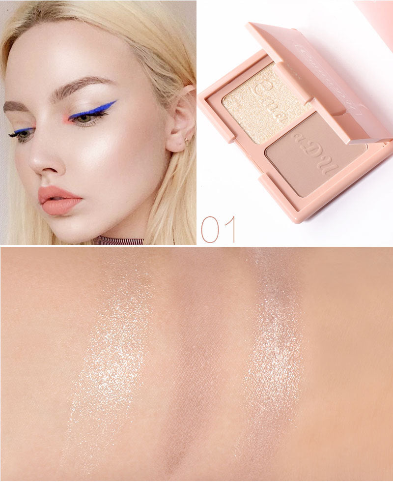 Two-Tone Blush Highlighter Palette for Sculpted Glow