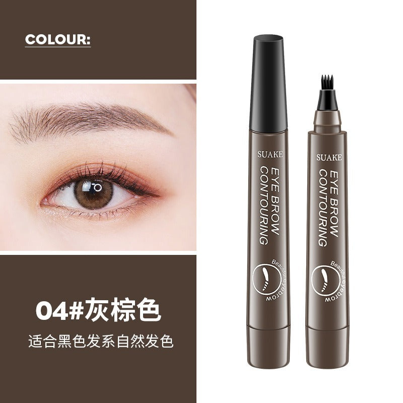Four-Prong Eyebrow Pen for Natural, Waterproof Brows