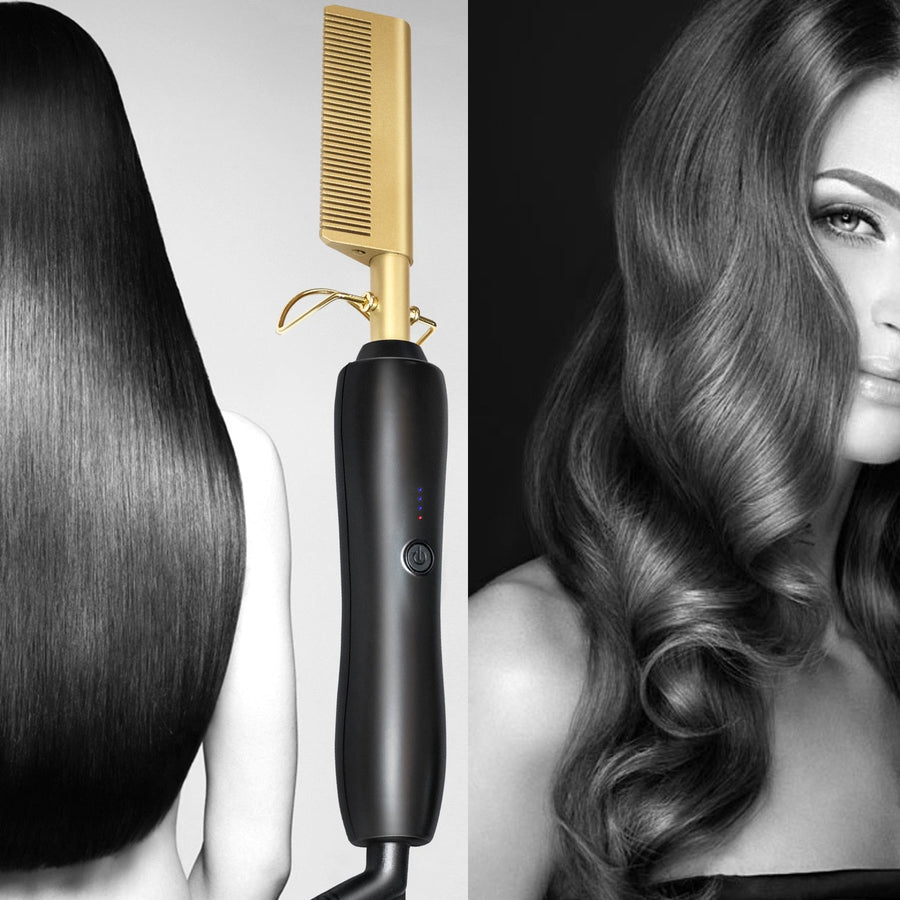 Electric Hair Straightening Comb for Smooth, Frizz-Free Hair