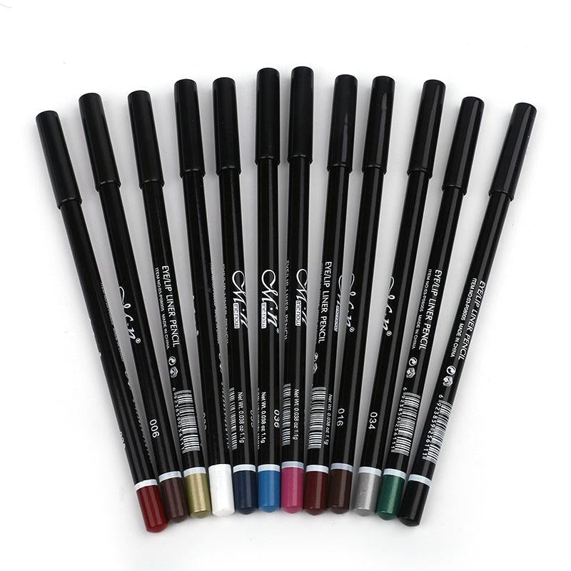 12-Color Waterproof Eyeliner Pencil Set for Bold Looks