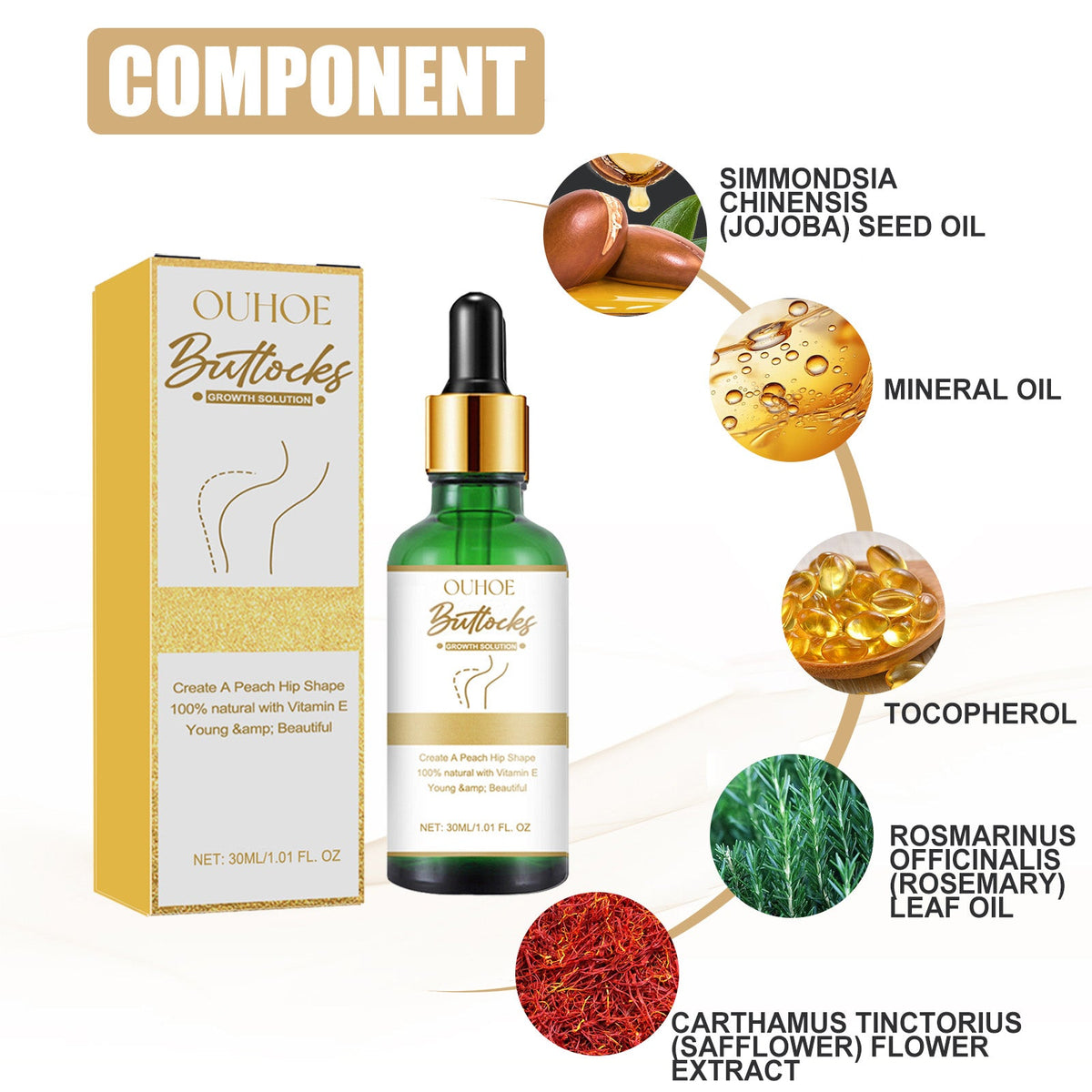Peach Butt Firming Oil - Natural Lift & Smoothing Massage
