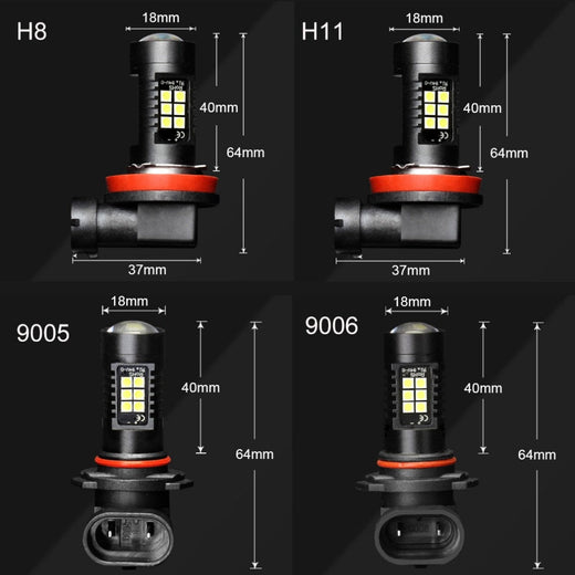 H11 LED Fog Light Bulbs — Daylight 6000K White, 1200LM, 2PCS
