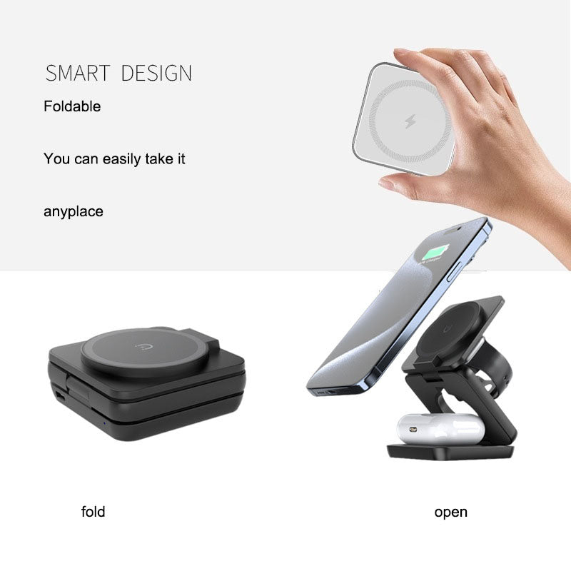 3-in-1 Wireless Charger Station for iPhone, Watch, Pods