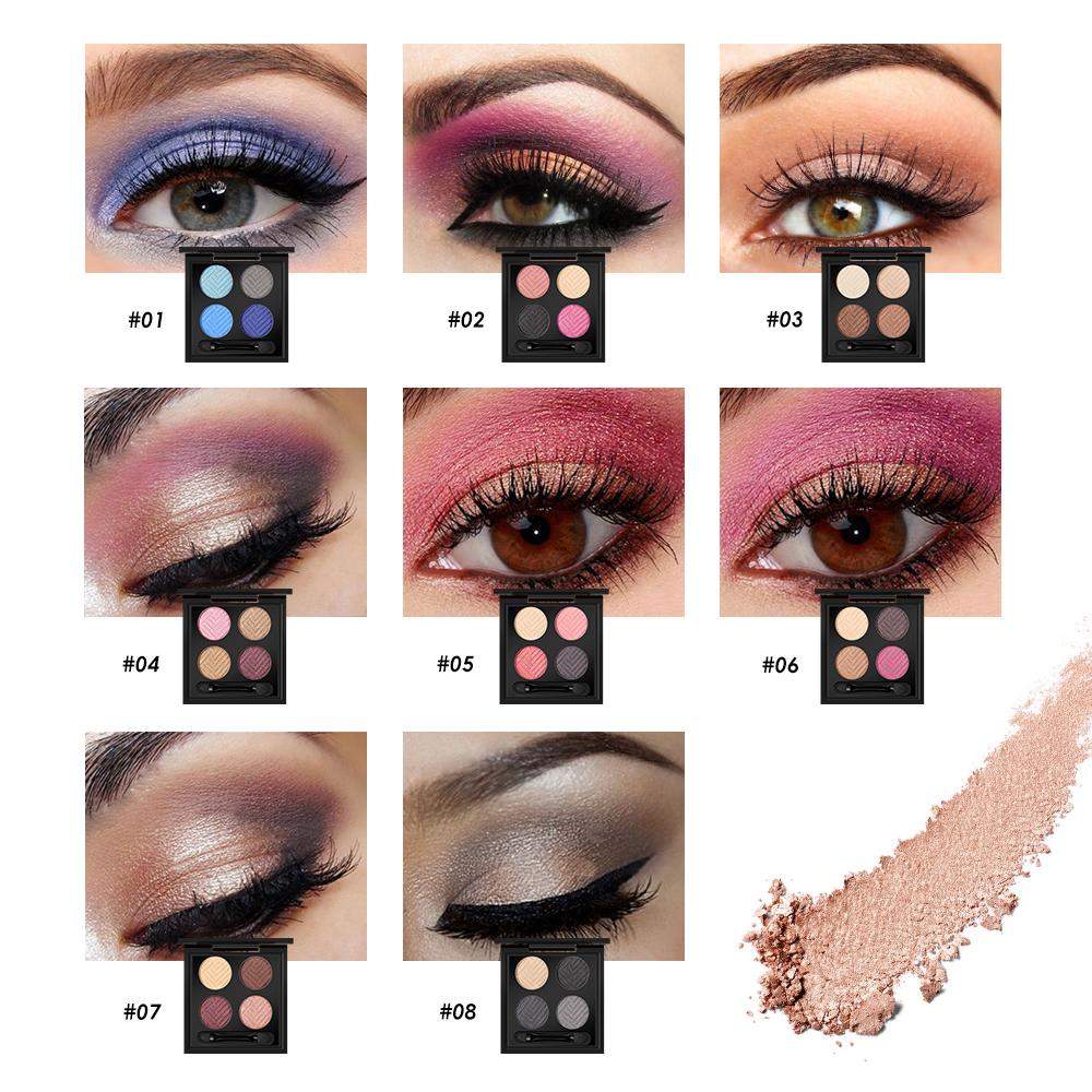 4-Color Eyeshadow Palette for Dimensional Eye Makeup