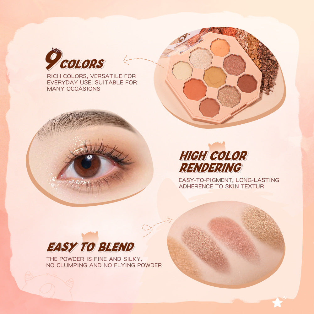 Nine-Color Eyeshadow Palette for Warm, Luminous Looks