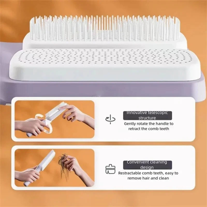 Self-Cleaning Rotating Hairbrush – Anti-Static Scalp Massage