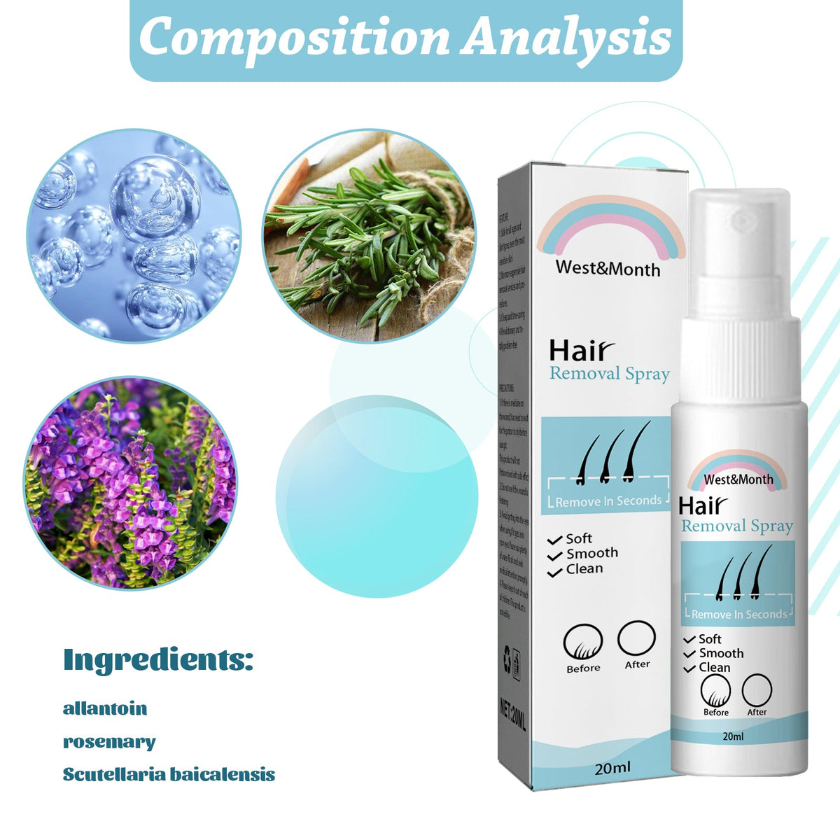 Hair Removal Spray for Sensitive Areas, No Razor Needed