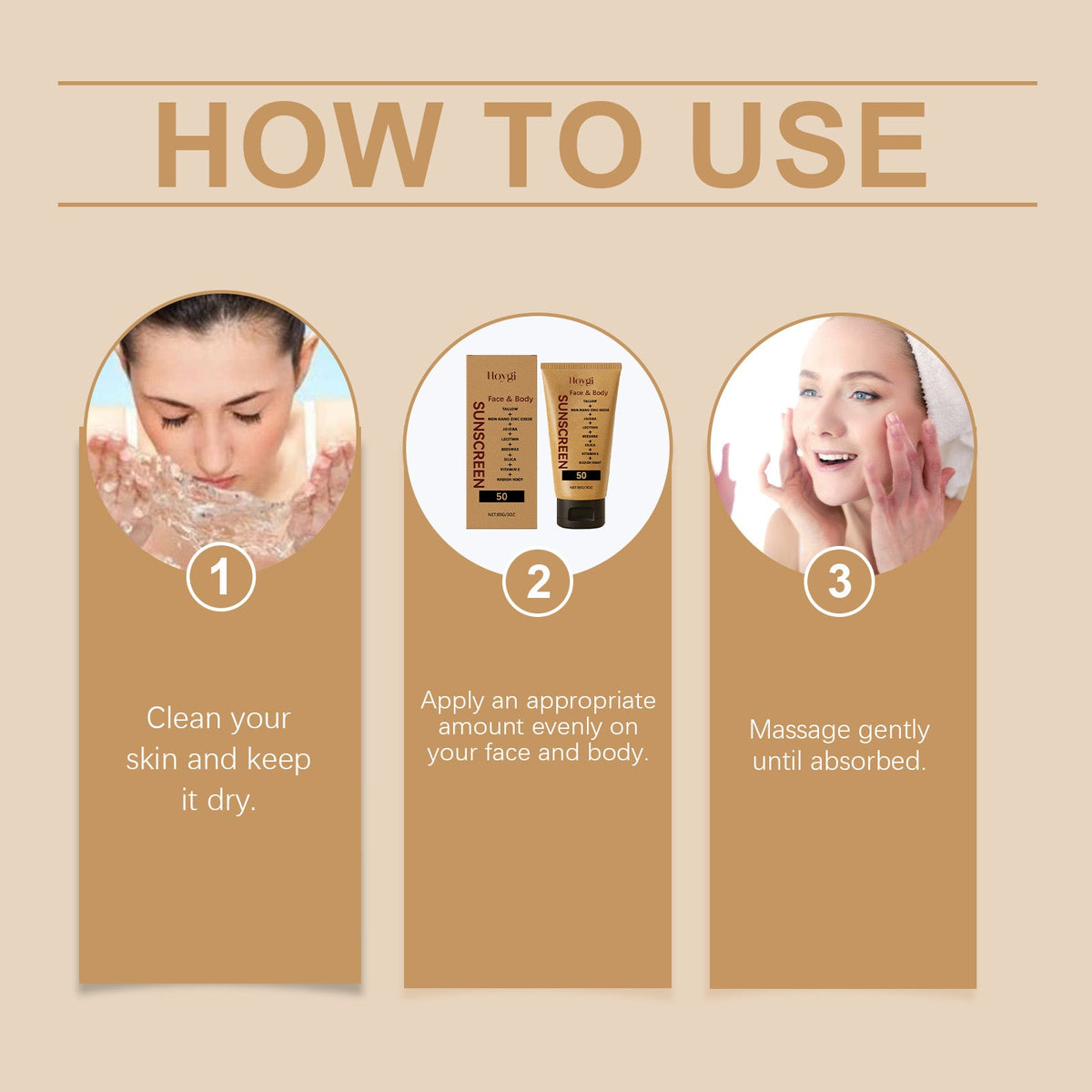 SPF 50 Mineral Sunscreen Cream Non-Greasy Under Makeup