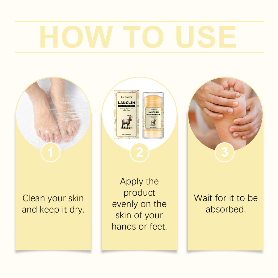 OceAura Lanolin Stick for Rough, Cracked Hands and Feet