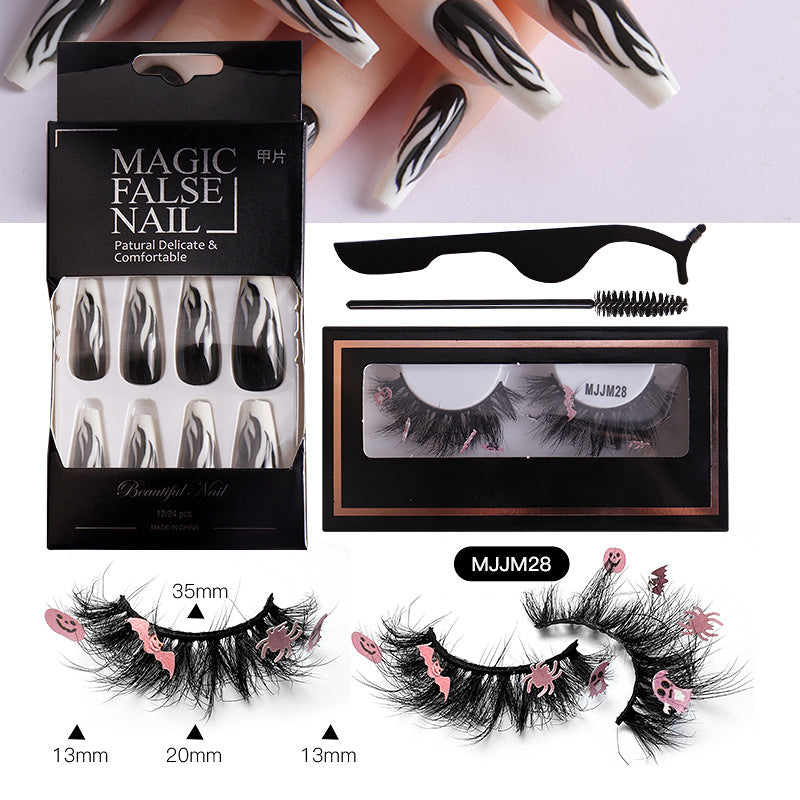 Halloween False Eyelashes & Nail Art Set | Dramatic Look