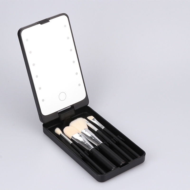 Portable LED Makeup Mirror Box with Rotating Storage