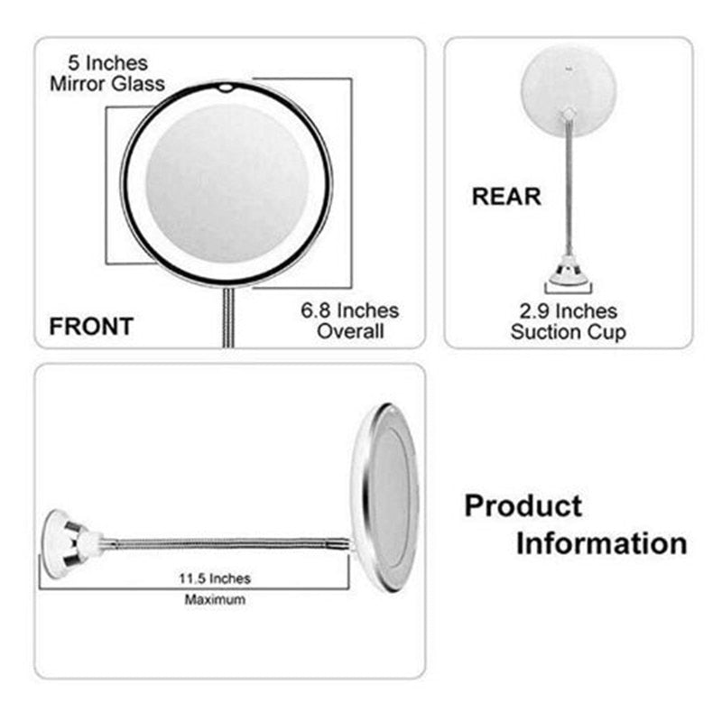 LED Magnifying Mirror — 10x Clarity & 360° Gooseneck