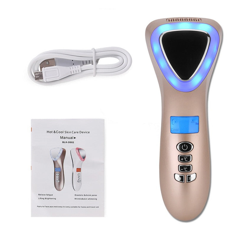 Hot & Cold Cryotherapy Facial Device — LED & Ultrasonic
