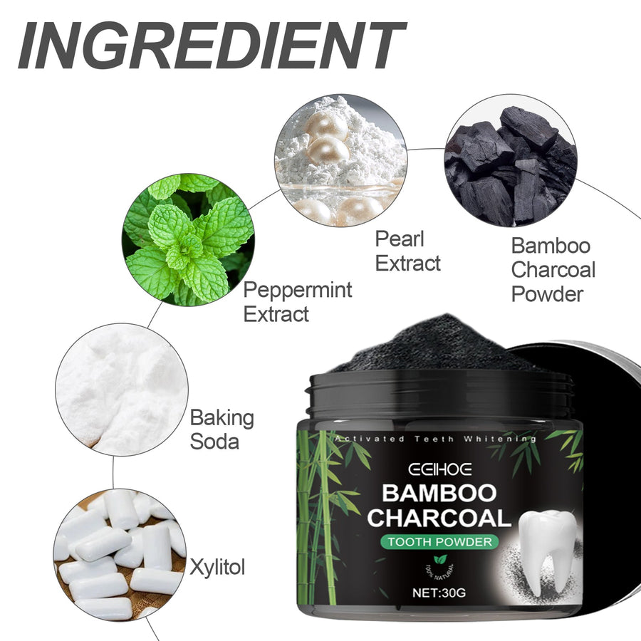 Bamboo Charcoal Tooth Powder — Whiter Teeth, Fresher Breath