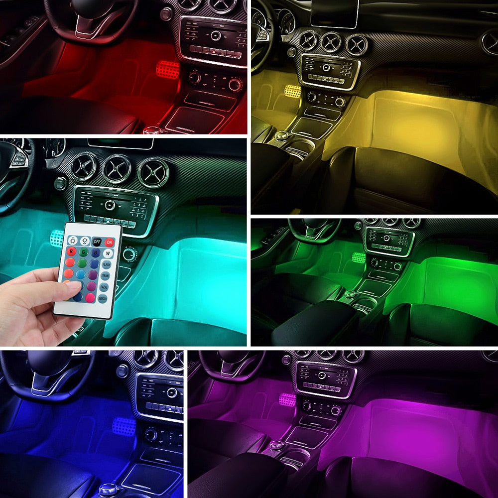 4pcs Car RGB LED Strip Light LED Strip Lights Colors Car Sty